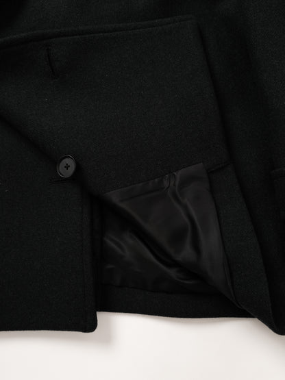 Super160's WOOL DOUBLE CLOTH PEA COAT｜TOP BLACK