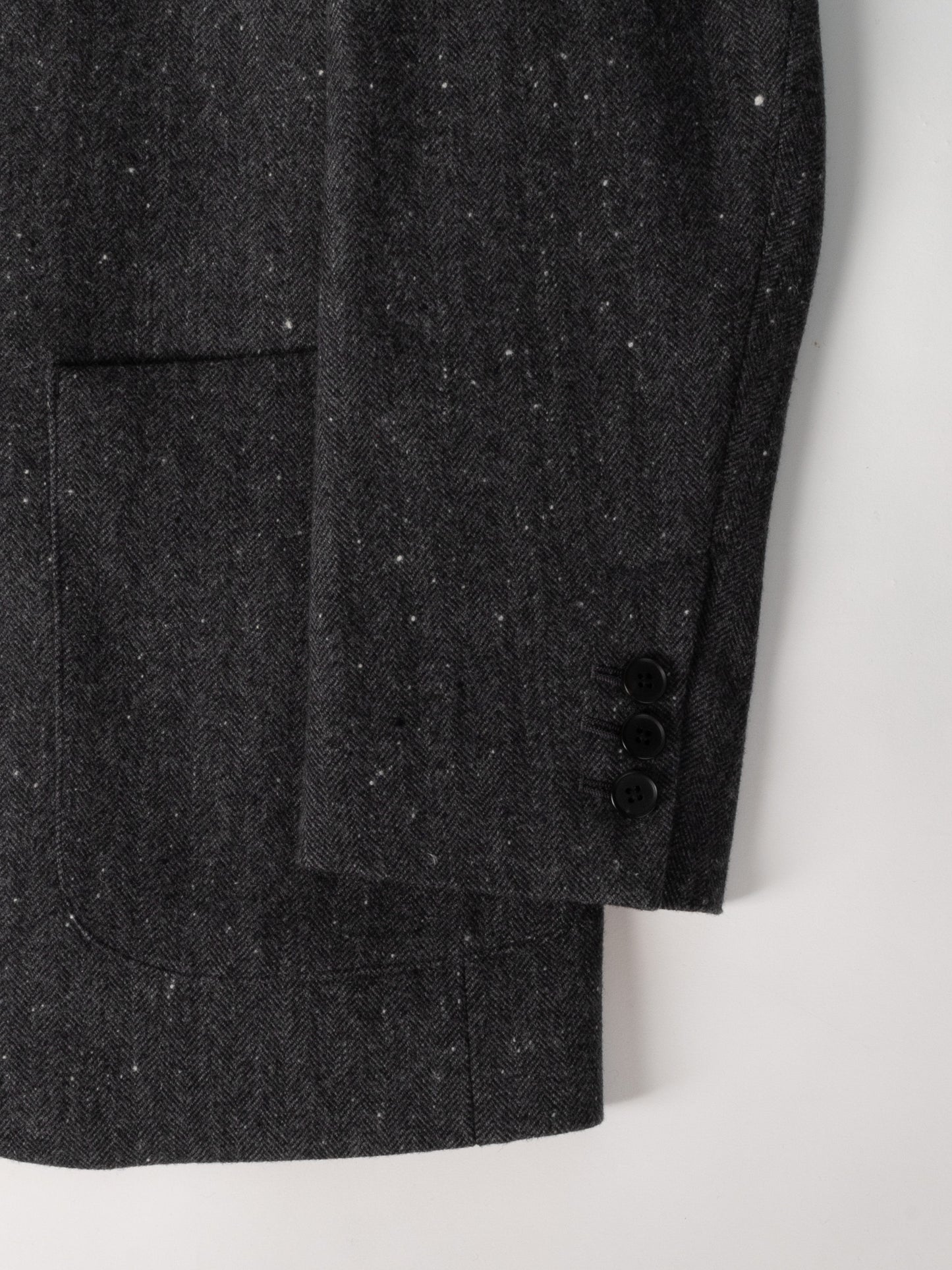 SHETLAND WOOL MIX TWEED JACKET｜BLACK MIX