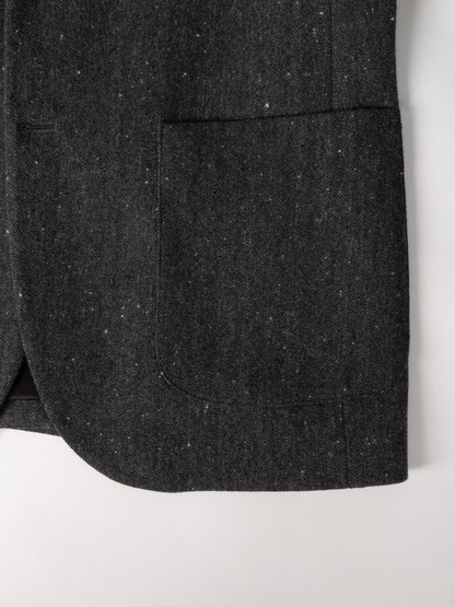 SHETLAND WOOL MIX TWEED JACKET｜BLACK MIX