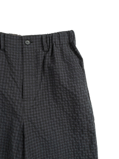 Super130's WOOL/COTTON SHRINK EASY PANTS｜BLACK CHECK