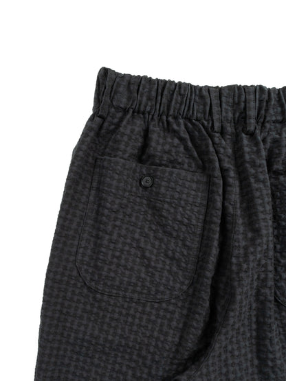 Super130's WOOL/COTTON SHRINK EASY PANTS｜BLACK CHECK