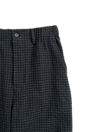 Super130's WOOL/COTTON SHRINK EASY PANTS｜NAVY CHECK