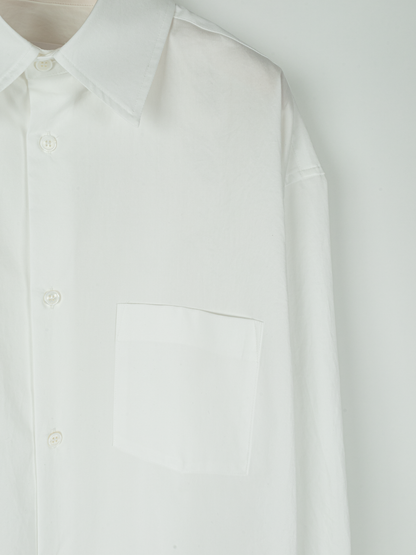 FINX COTTON TWILL REGULAR COLLAR SHIRTS｜WHITE