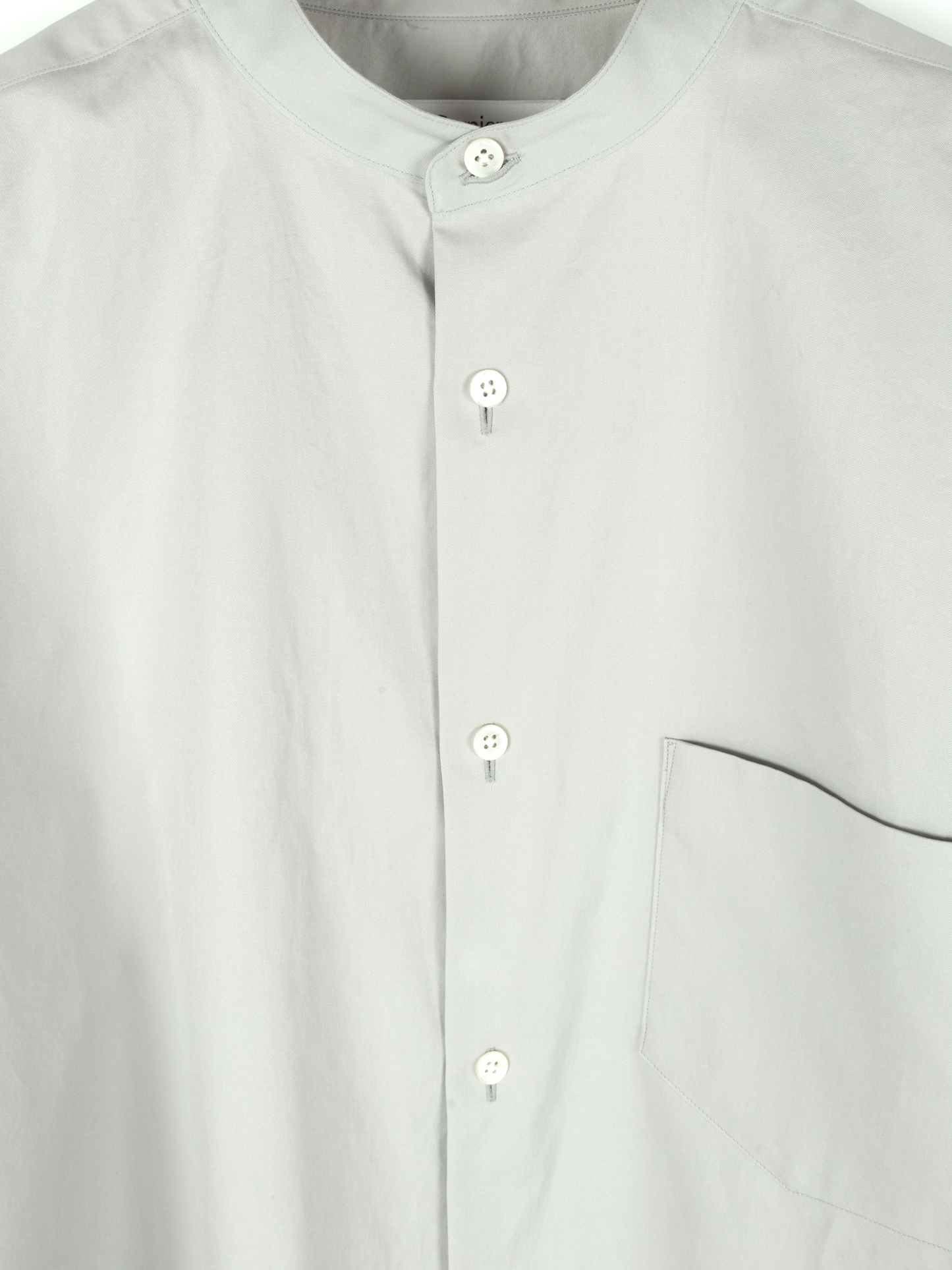 FINX COTTON TWILL BAND COLLAR SHIRTS｜CLOUD GRAY