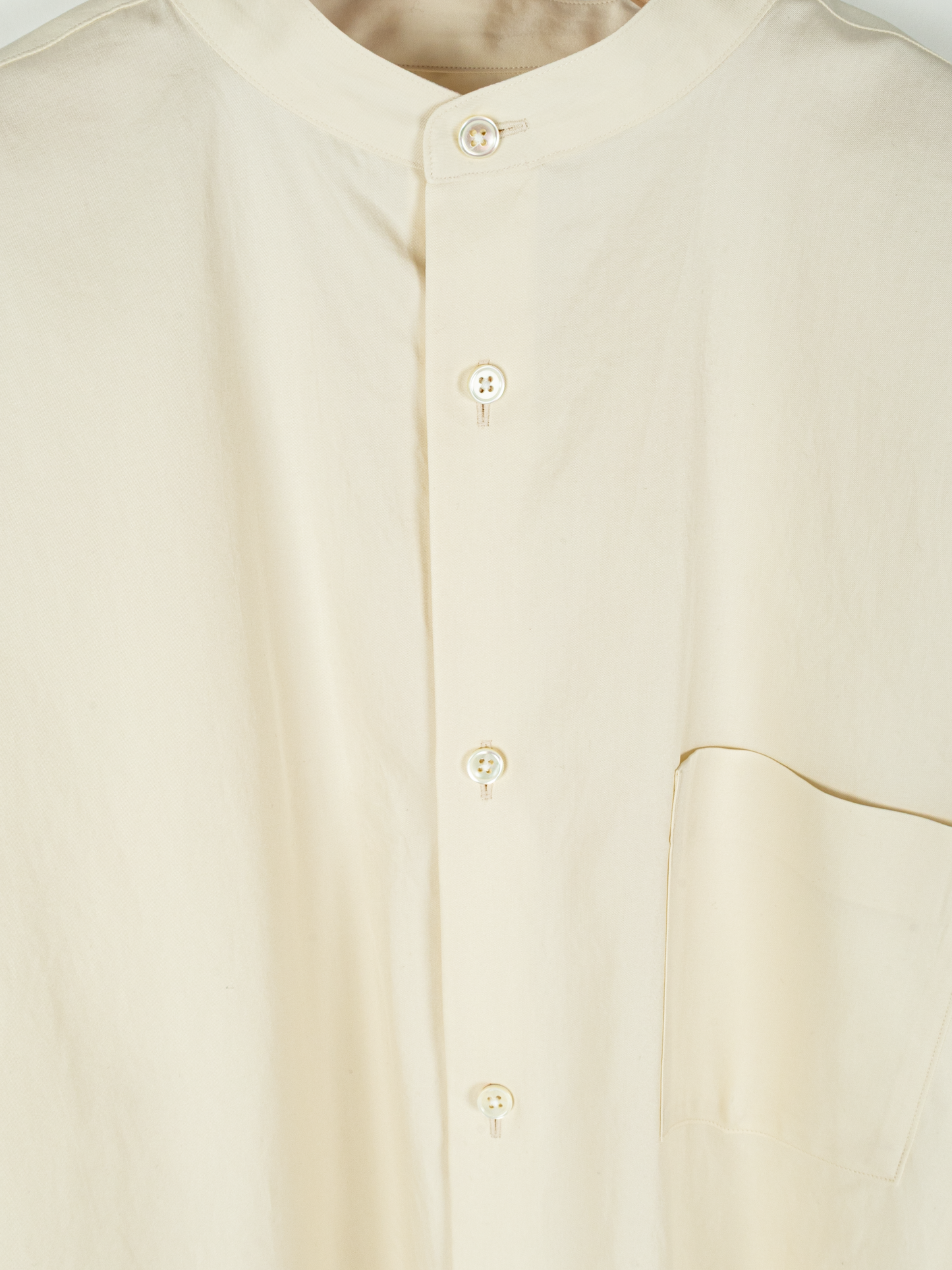 FINX COTTON TWILL BAND COLLAR SHIRTS｜LIGHT YELLOW