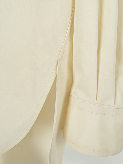 FINX COTTON TWILL BAND COLLAR SHIRTS｜LIGHT YELLOW