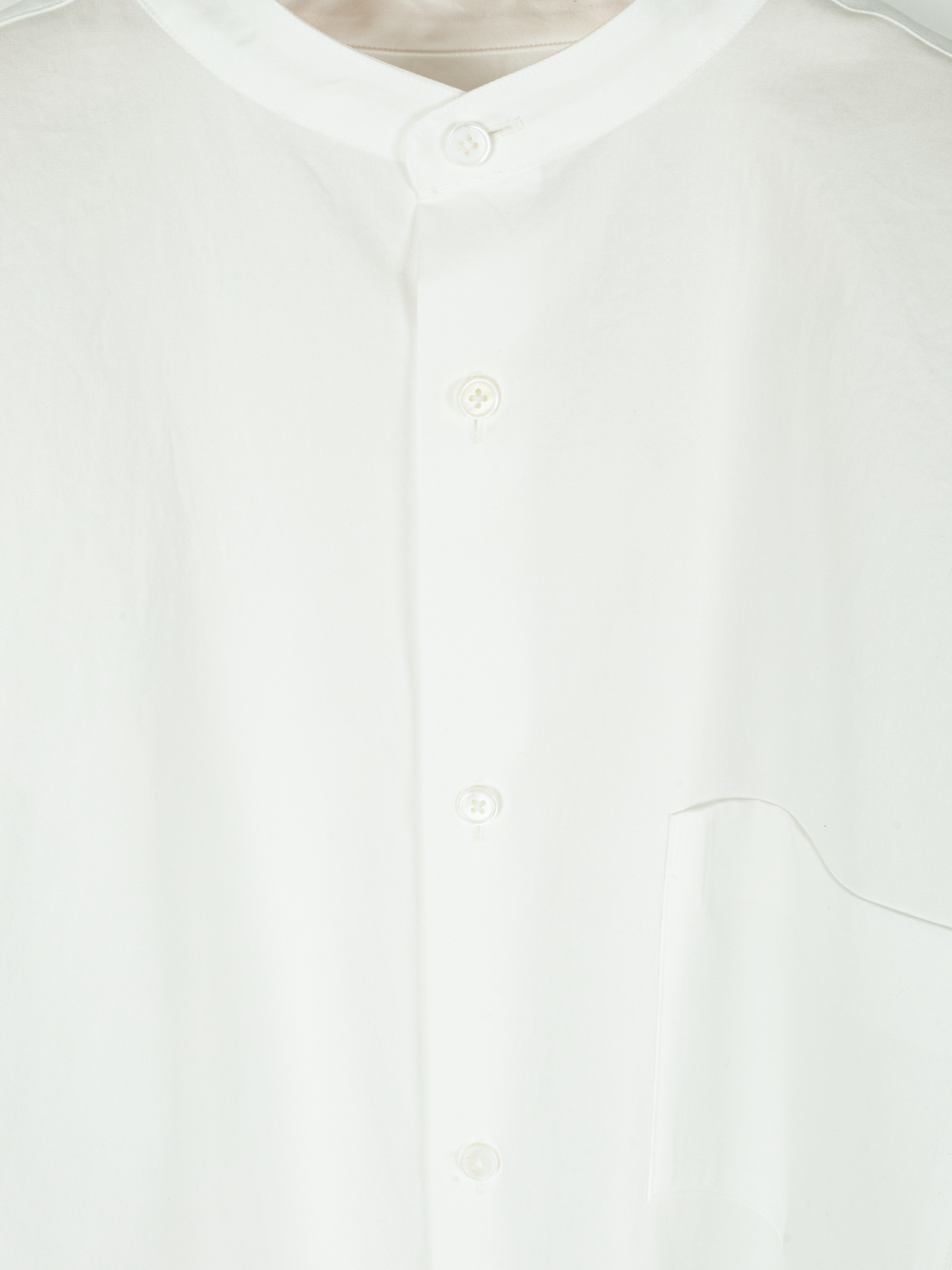 FINX COTTON TWILL BAND COLLAR SHIRTS｜WHITE