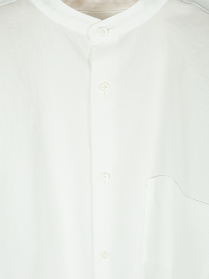 FINX COTTON TWILL BAND COLLAR SHIRTS｜WHITE