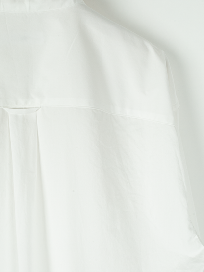 FINX COTTON TWILL BAND COLLAR SHIRTS｜WHITE