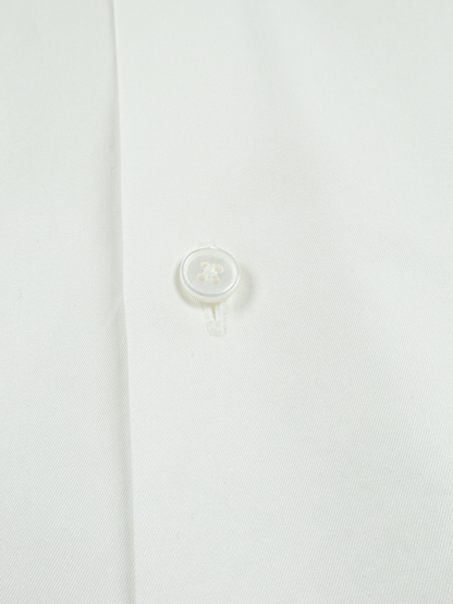 FINX COTTON TWILL BAND COLLAR SHIRTS｜WHITE