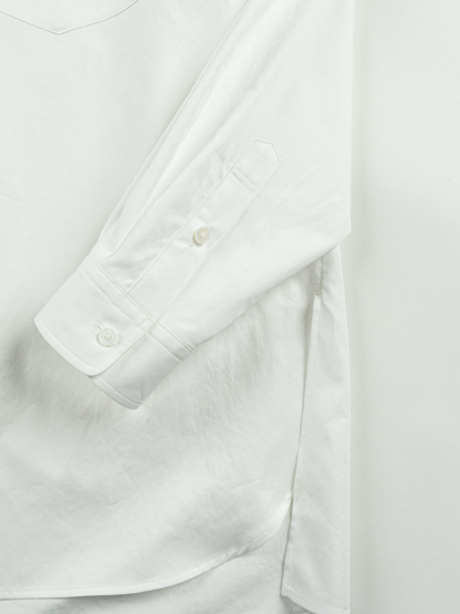 FINX COTTON TWILL BAND COLLAR SHIRTS｜WHITE