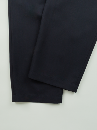 Super160's WOOL/KID MOHAIR WIDE PANTS｜DARK NAVY