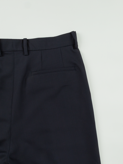 Super160's WOOL/KID MOHAIR WIDE PANTS｜DARK NAVY