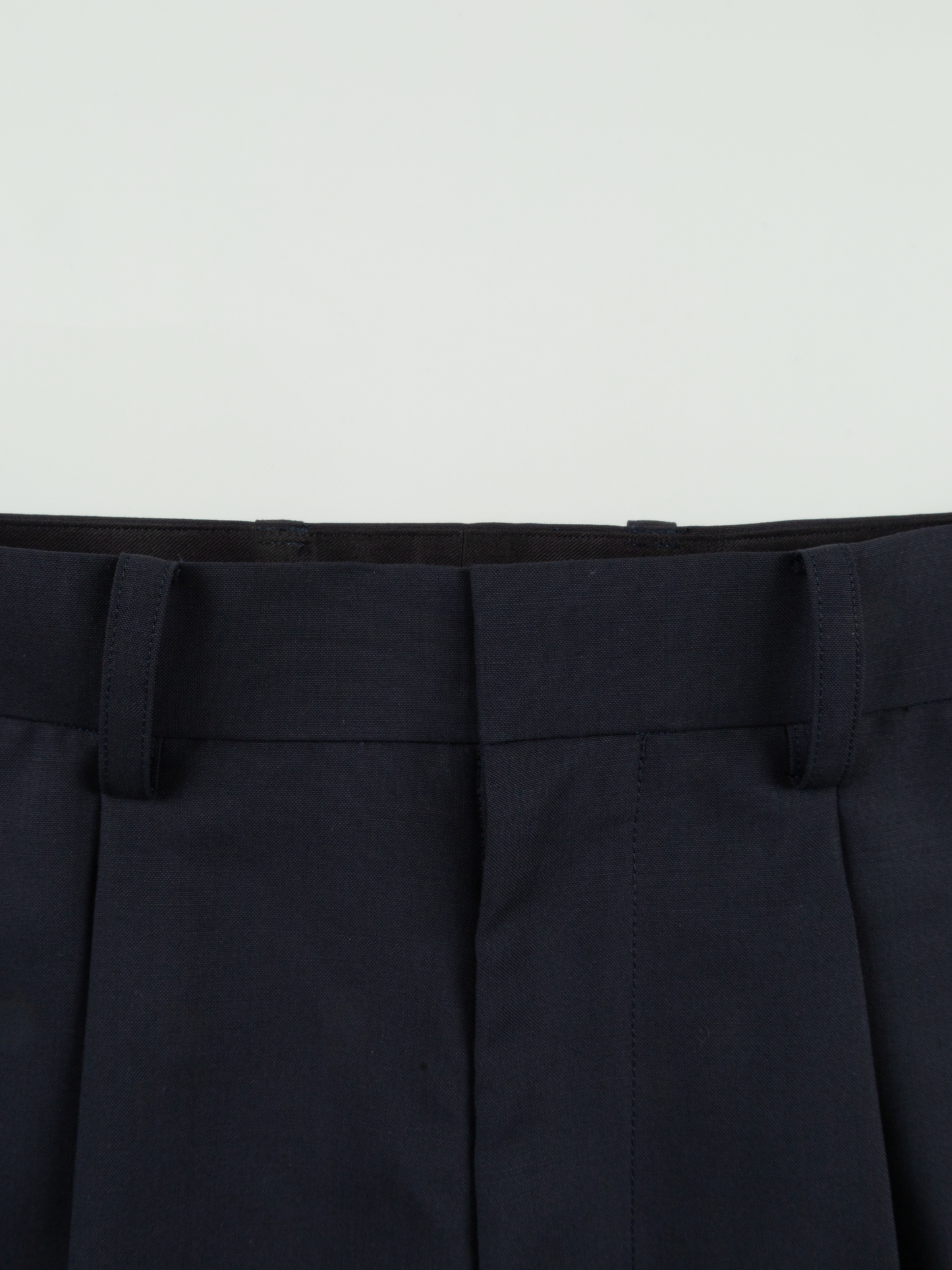 Super160's WOOL/KID MOHAIR SLACKS｜DARK NAVY