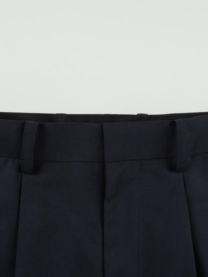 Super160's WOOL/KID MOHAIR SLACKS｜DARK NAVY