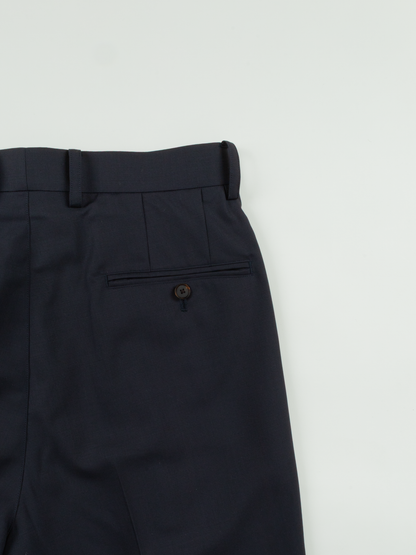 Super160's WOOL/KID MOHAIR SLACKS｜DARK NAVY