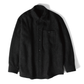 LAMB WOOL CASHMERE MOSSER OVER SHIRTS｜TOP BLACK