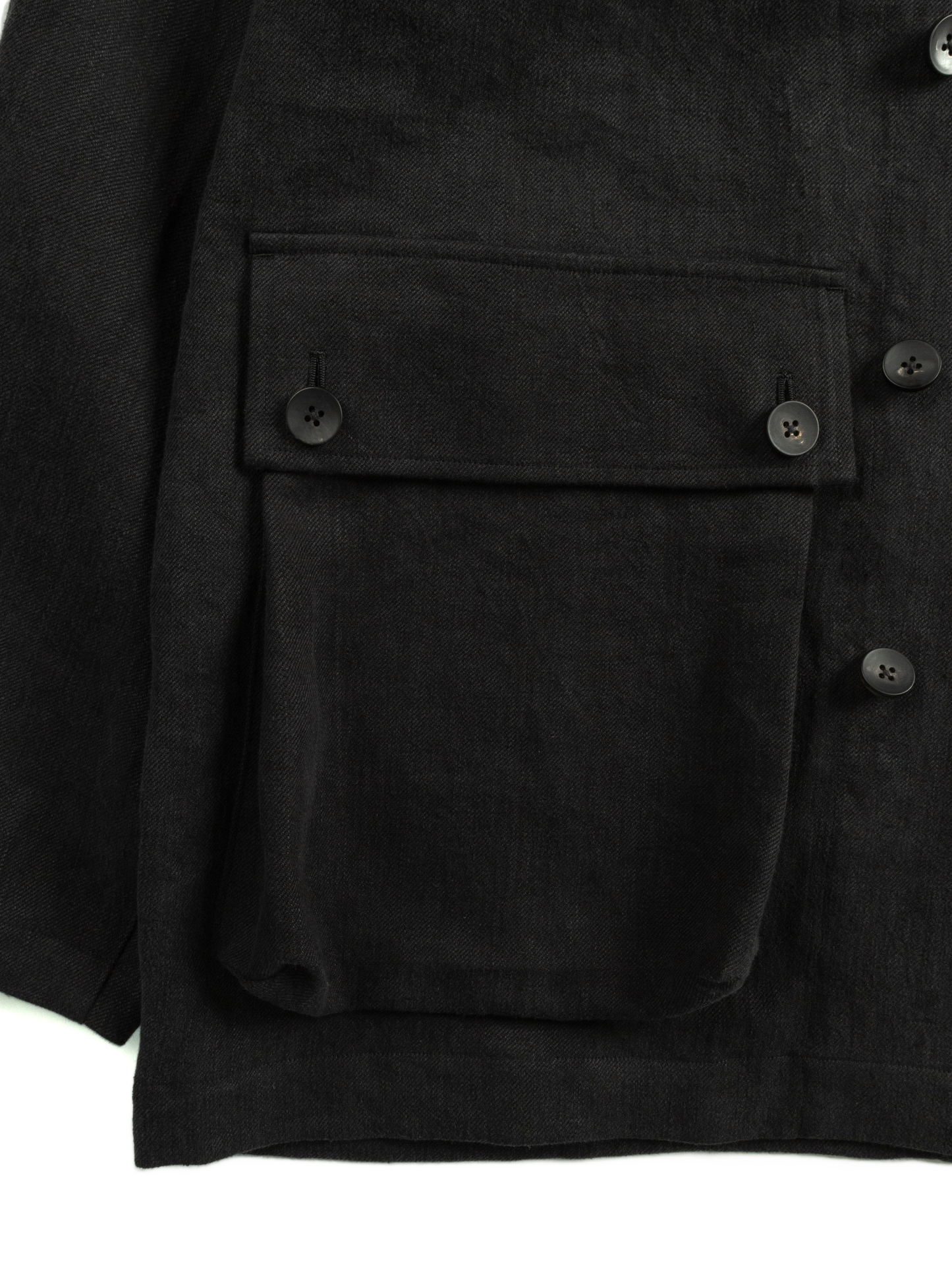 WASHED LINEN TWILL BLOUSON ｜BLACK