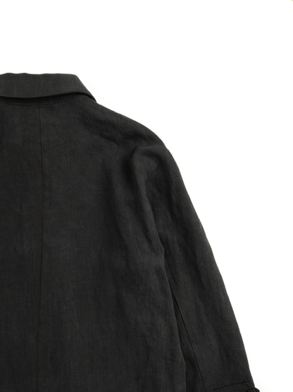 WASHED LINEN TWILL BLOUSON ｜BLACK