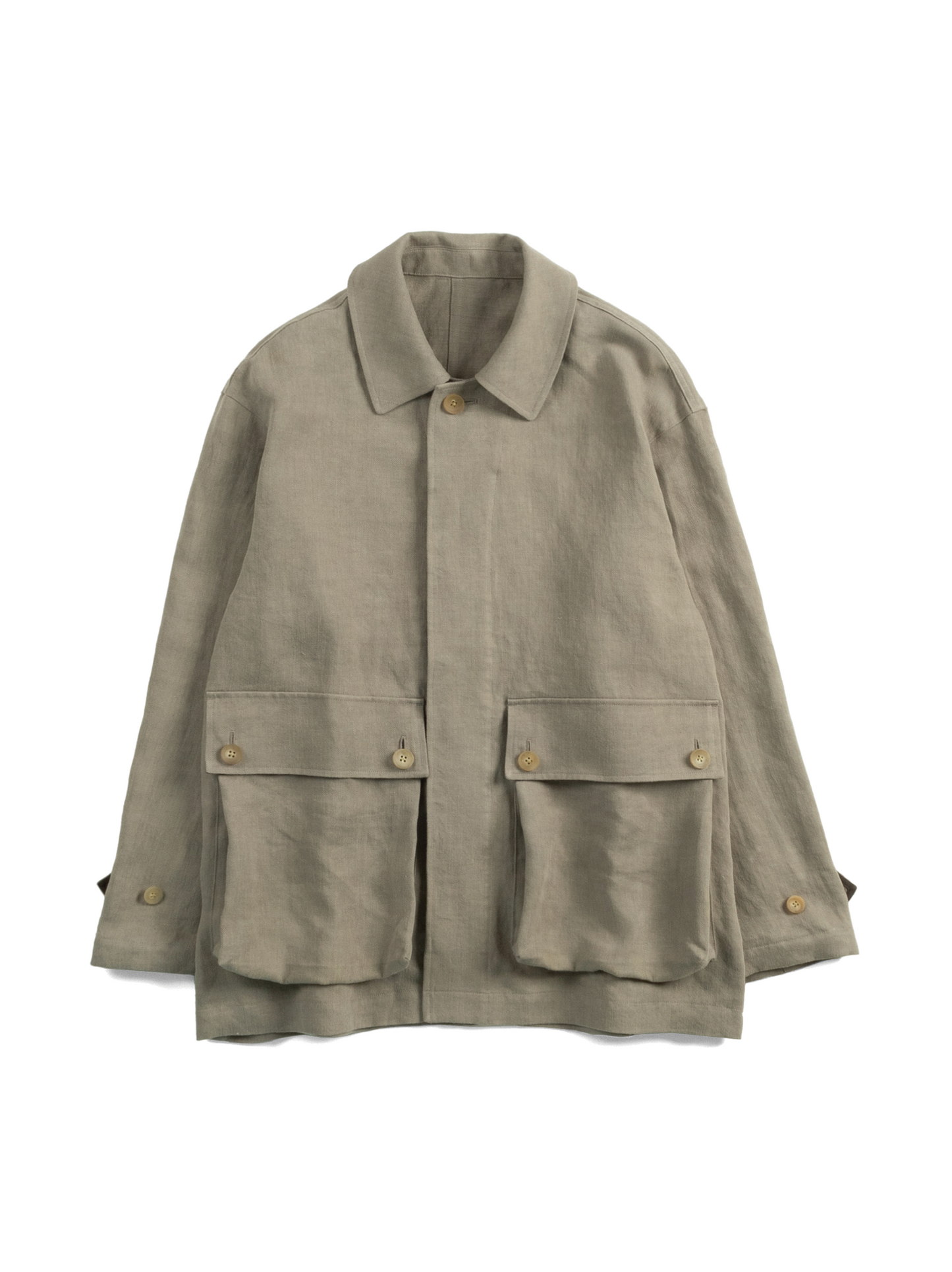 WASHED LINEN TWILL BLOUSON ｜GREIGE