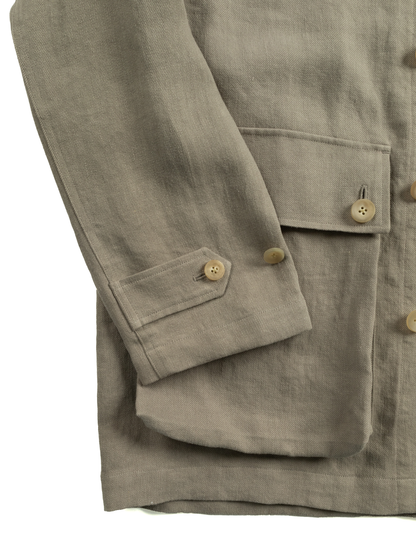 WASHED LINEN TWILL BLOUSON ｜GREIGE