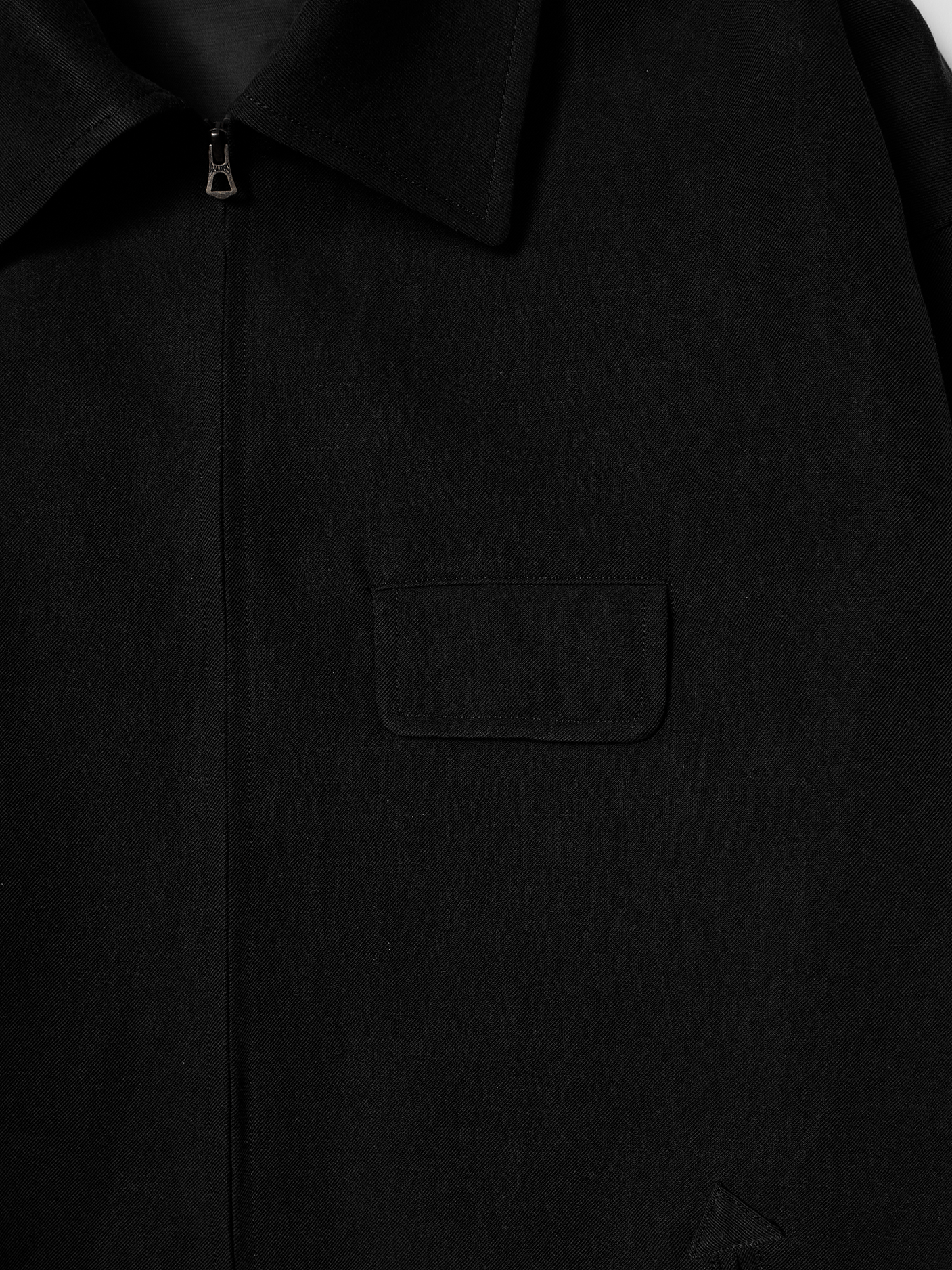 SILK/LINEN FADED GABARDINE ZIP BLOUSON｜BLACK