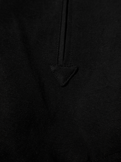 SILK/LINEN FADED GABARDINE ZIP BLOUSON｜BLACK