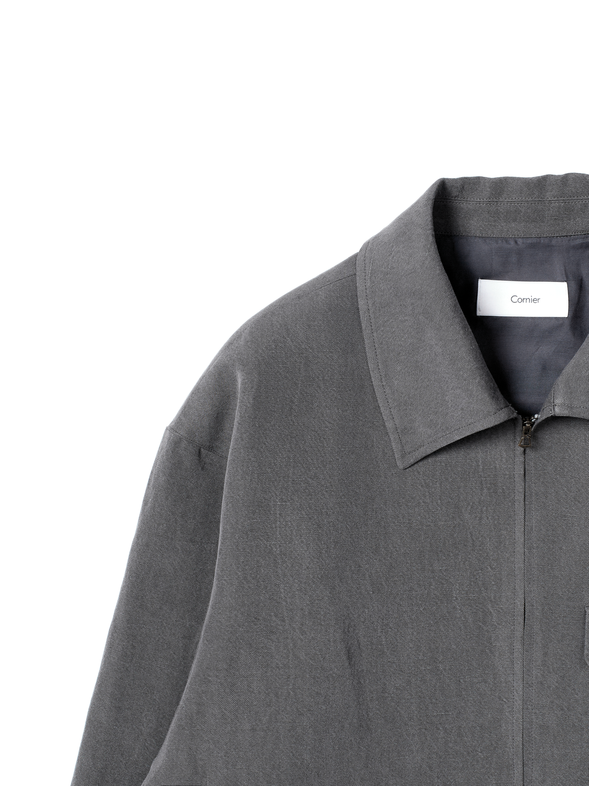 SILK/LINEN FADED GABARDINE ZIP BLOUSON|HAZE GRAY – Cornier SILK/LINEN FADED GABARDINE ZIP BLOUSON|HAZE GRAY – Cornier