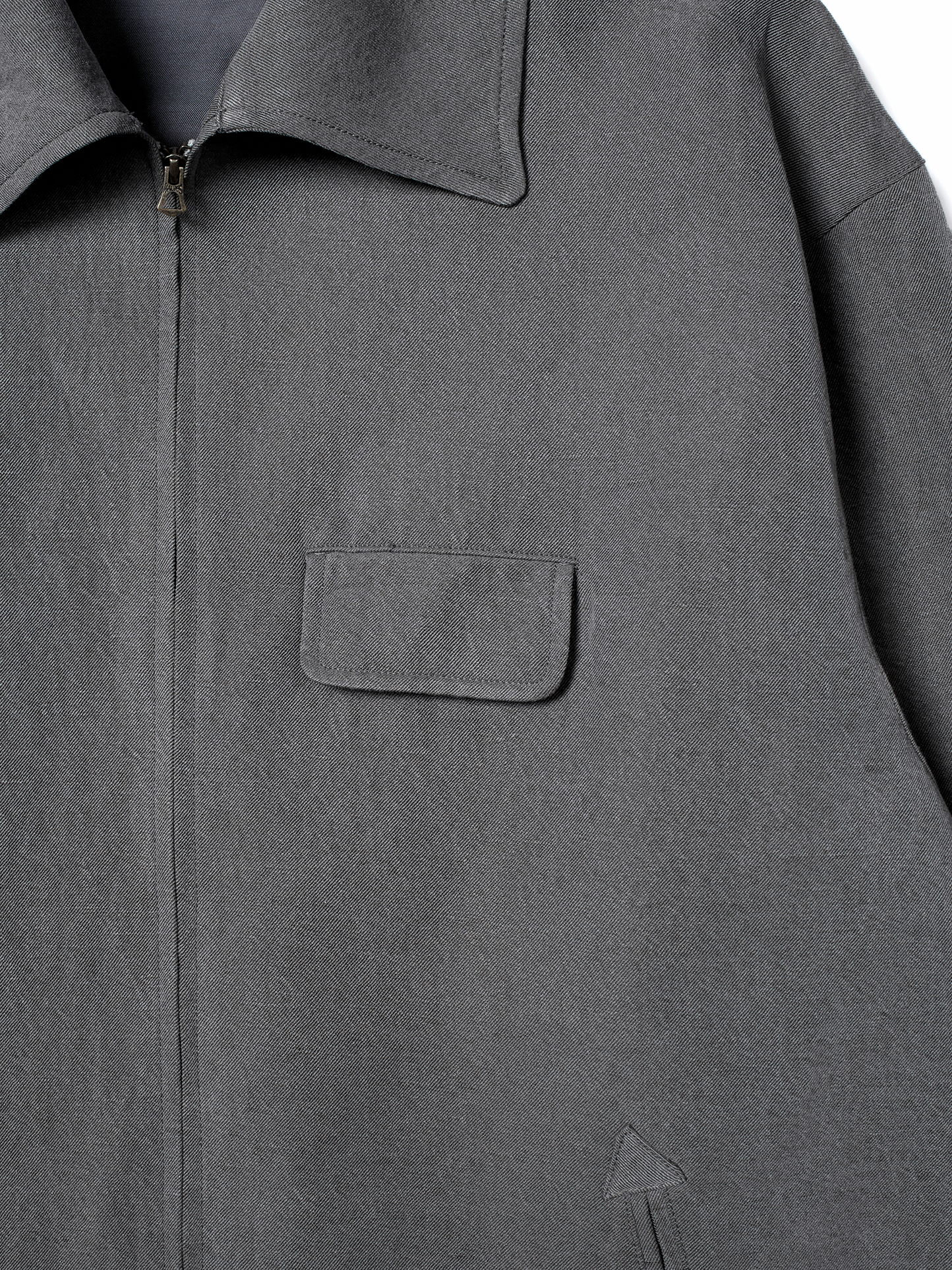 SILK/LINEN FADED GABARDINE ZIP BLOUSON｜HAZE GRAY