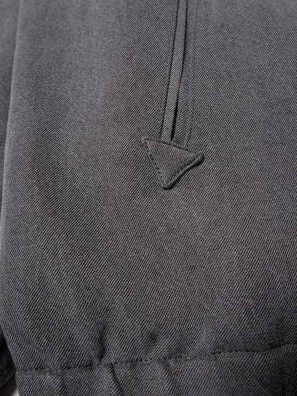 SILK/LINEN FADED GABARDINE ZIP BLOUSON｜HAZE GRAY