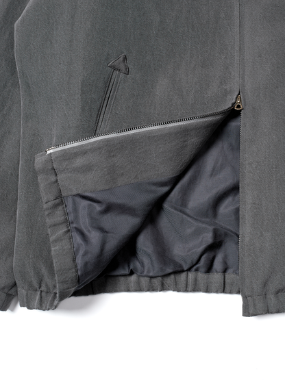 SILK/LINEN FADED GABARDINE ZIP BLOUSON｜HAZE GRAY