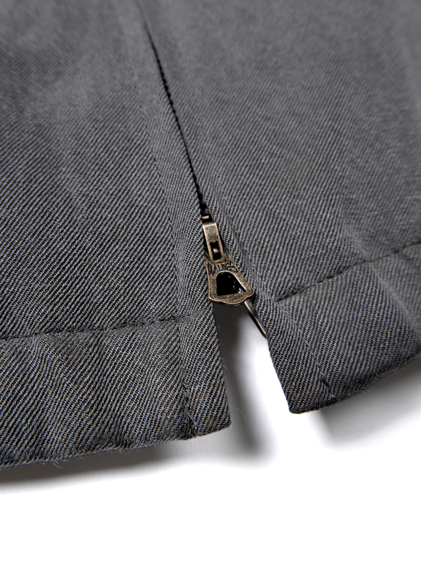 SILK/LINEN FADED GABARDINE ZIP BLOUSON｜HAZE GRAY