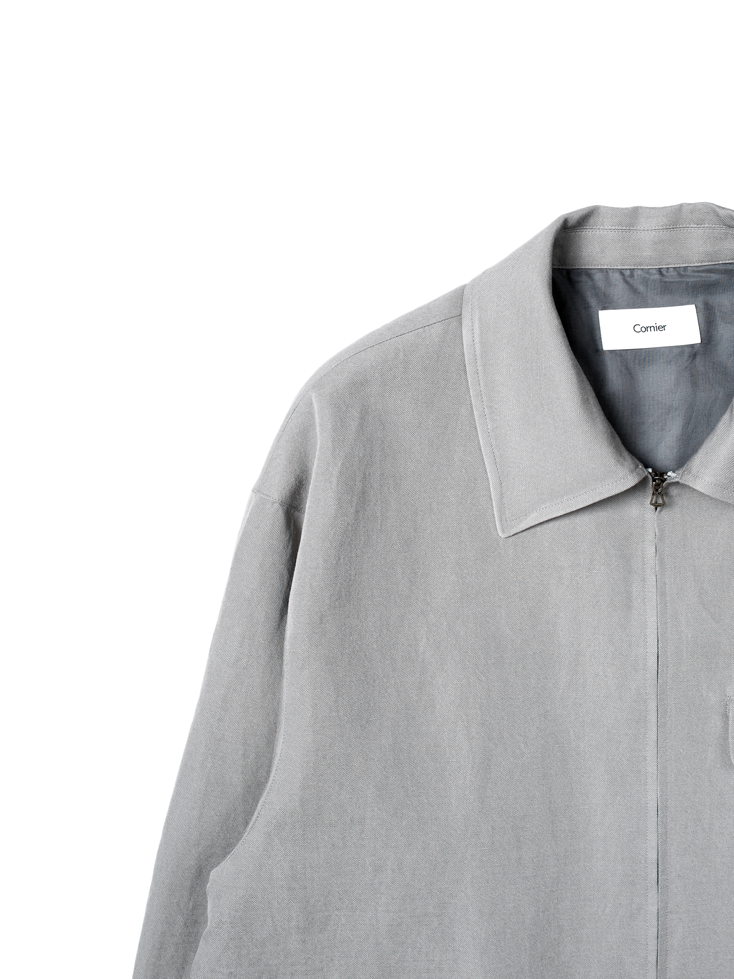 SILK/LINEN FADED GABARDINE ZIP BLOUSON｜ICE GRAY