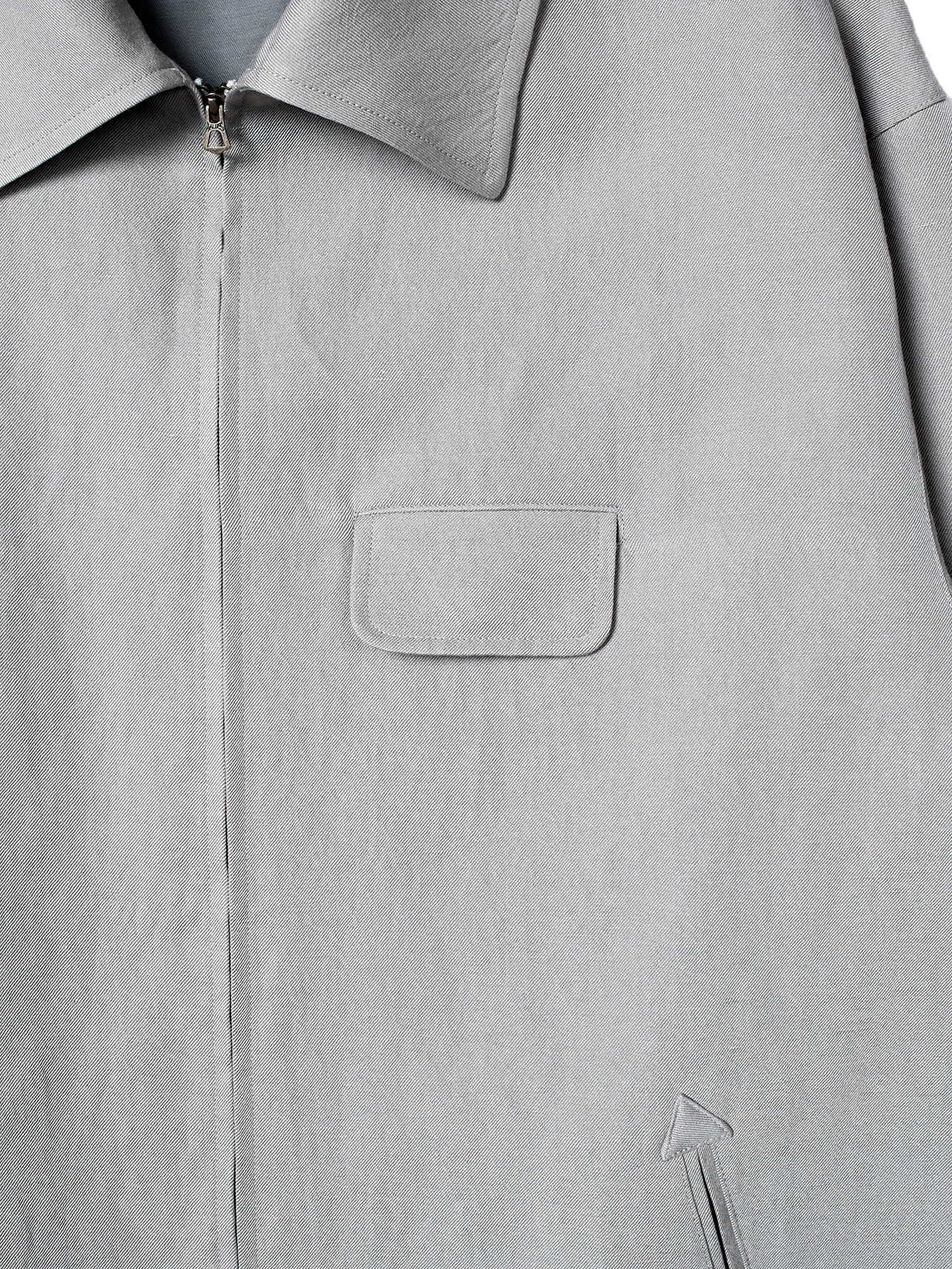 SILK/LINEN FADED GABARDINE ZIP BLOUSON｜ICE GRAY