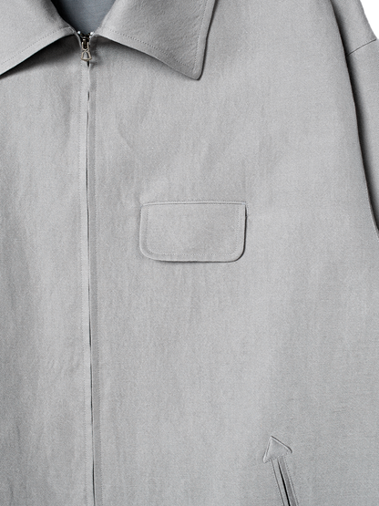 SILK/LINEN FADED GABARDINE ZIP BLOUSON｜ICE GRAY