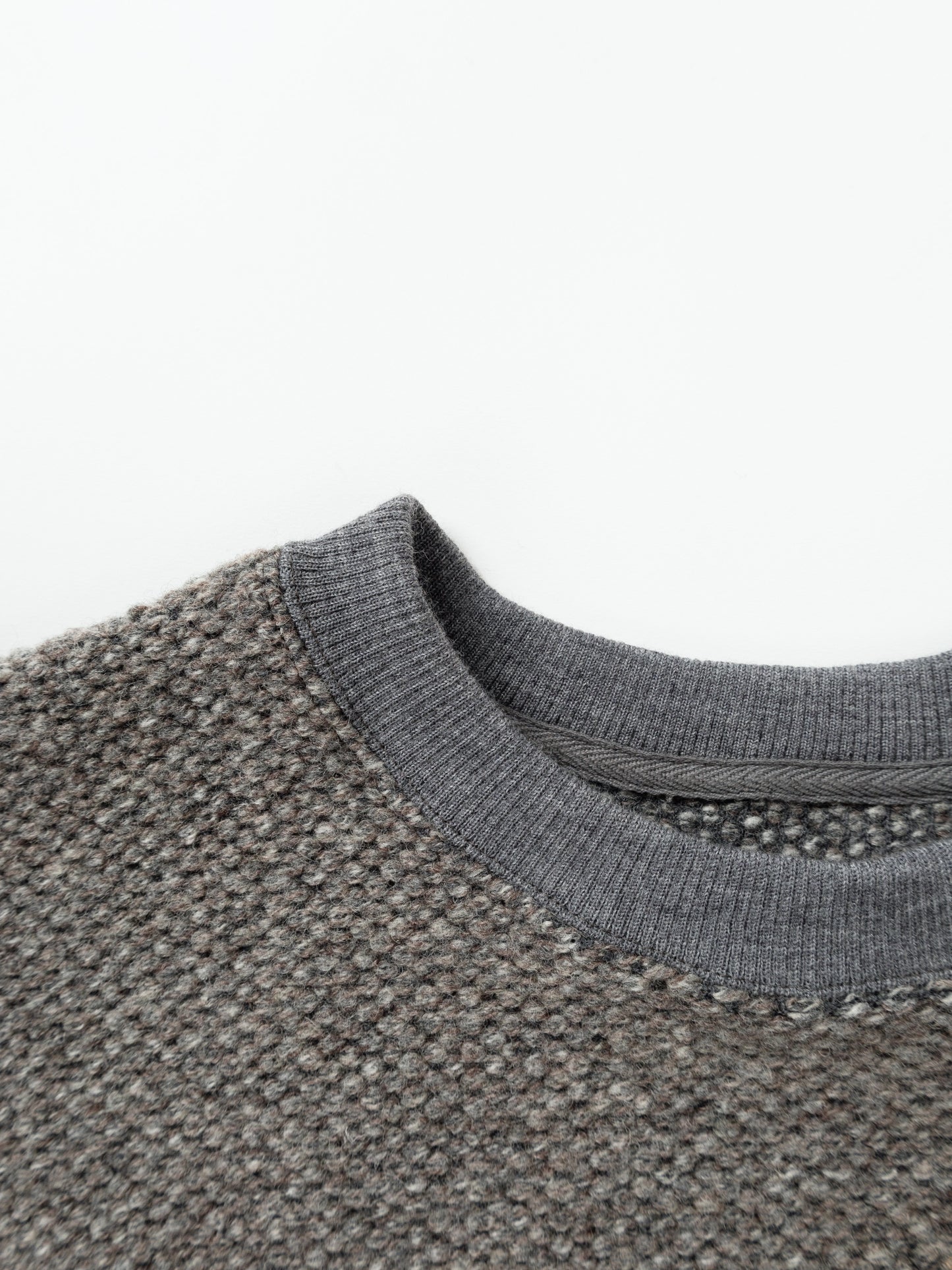 BRITISH WOOL MIX HEAVY INLAY SWEAT SHIRTS｜GREIGE