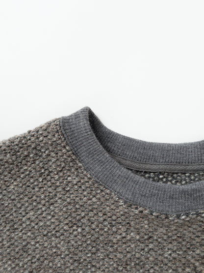 BRITISH WOOL MIX HEAVY INLAY SWEAT SHIRTS｜GREIGE