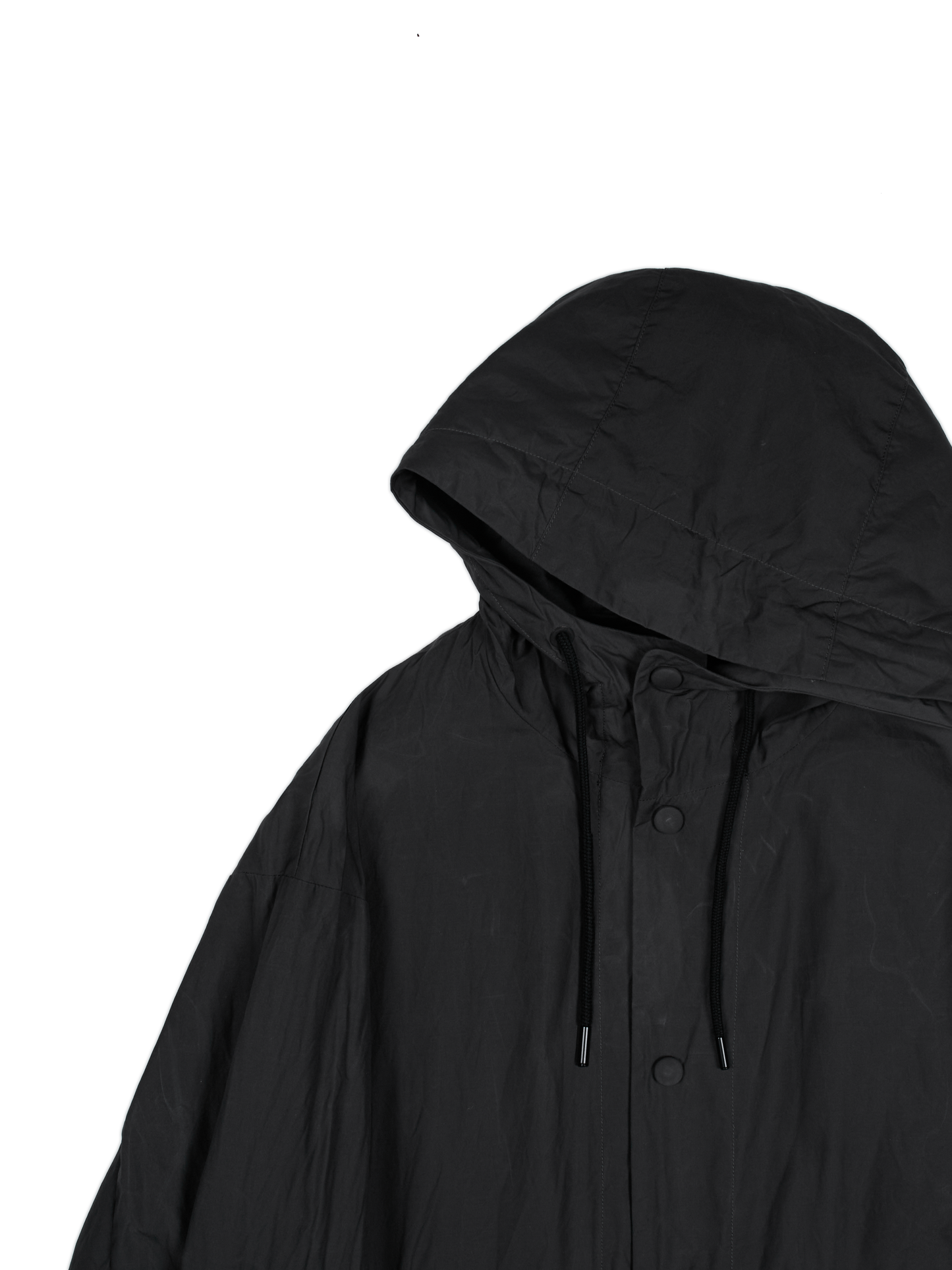 WAXING FINX COTTON WEATHER LIGHT HOODED COAT｜CHARCOAL