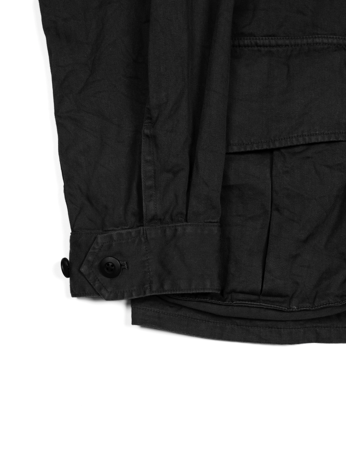 GARMENT DYED FINX COTTON HBT FATIGUE JKT｜BLACK