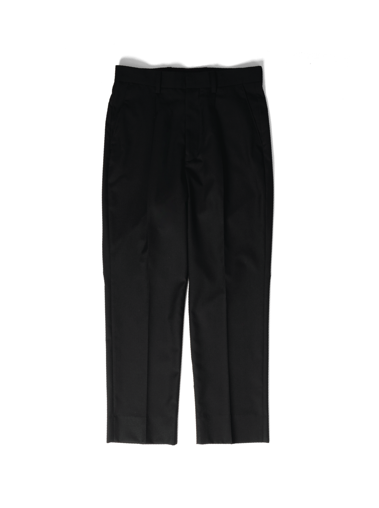 Super130's WORSTED WOOL STRAIGHT SLACKS｜BLACK