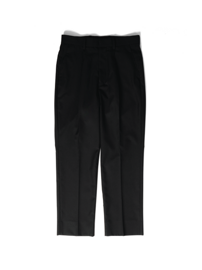 Super130's WORSTED WOOL STRAIGHT SLACKS｜BLACK