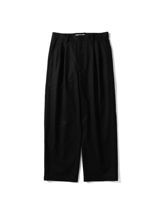 FINX COTTON GABARDINE WIDE PANTS｜BLACK