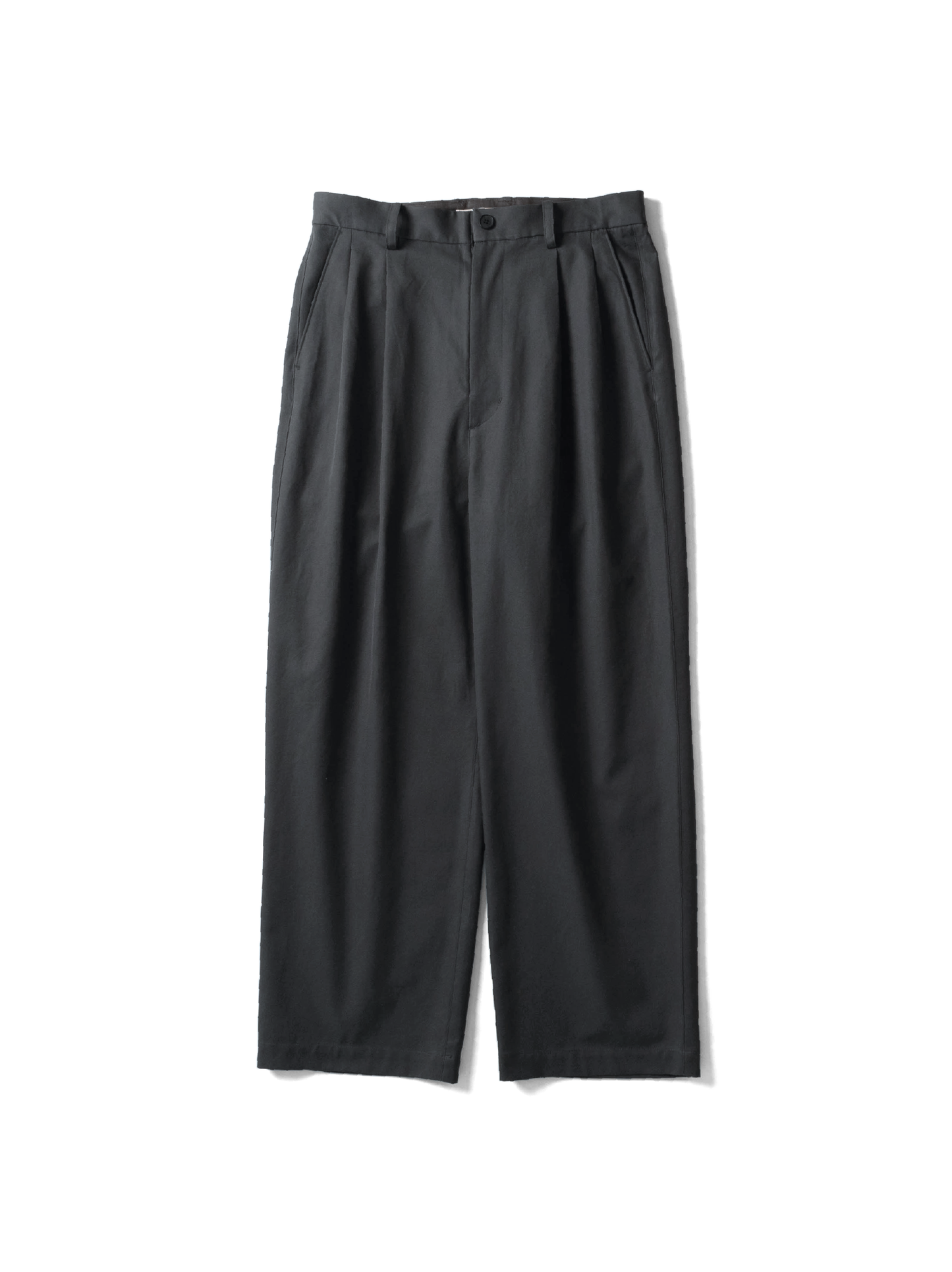 FINX COTTON GABARDINE WIDE PANTS｜GUNMETAL