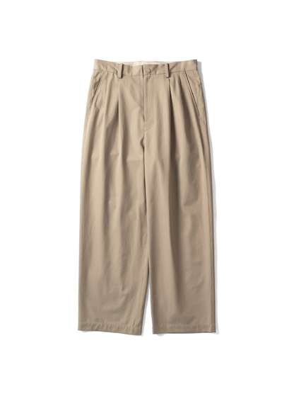 FINX COTTON GABARDINE WIDE PANTS｜BEIGE