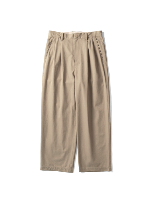 FINX COTTON GABARDINE WIDE PANTS｜BEIGE