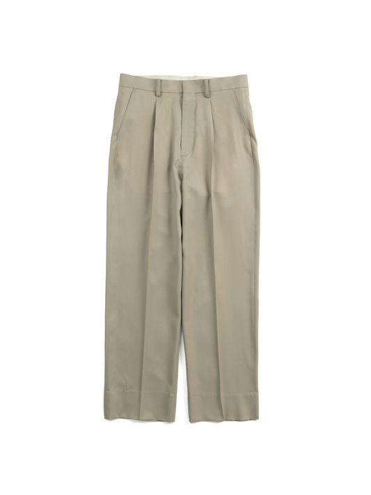 Super130's WORSTED WOOL LIGHT GABARDINE SLACKS｜DUSTY BEIGE