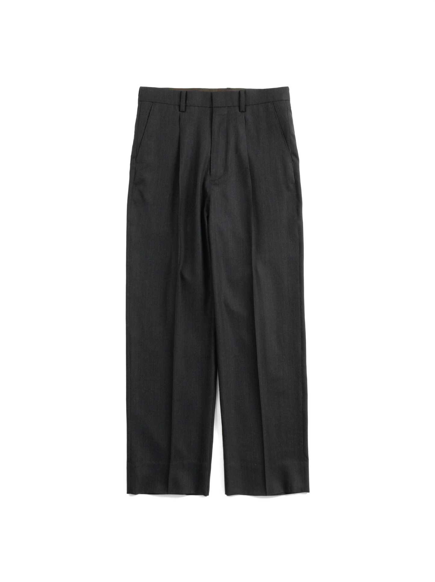 Super130's WORSTED WOOL LIGHT GABARDINE SLACKS｜TOP CHARCOAL