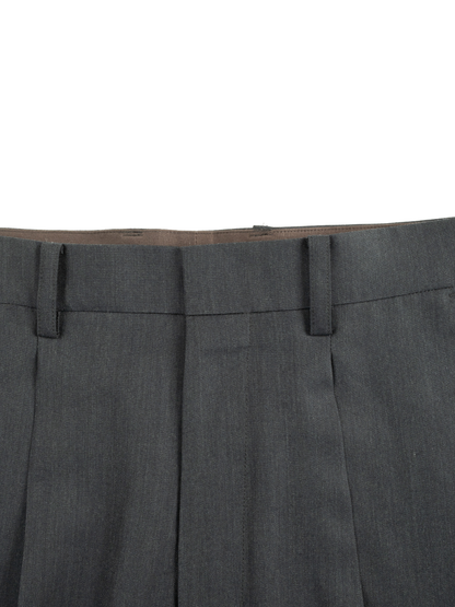 Super130's WORSTED WOOL LIGHT GABARDINE SLACKS｜TOP CHARCOAL