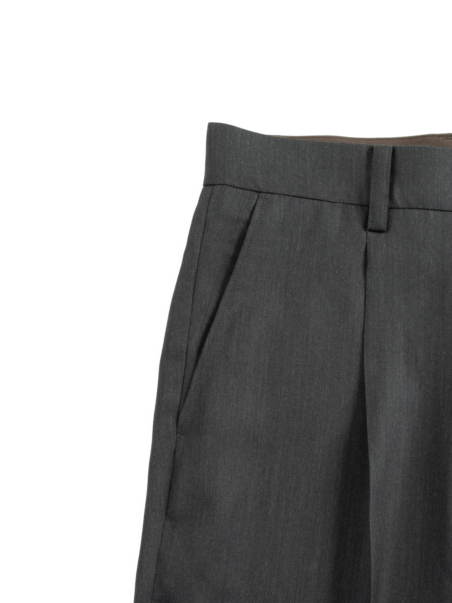 Super130's WORSTED WOOL LIGHT GABARDINE SLACKS｜TOP CHARCOAL