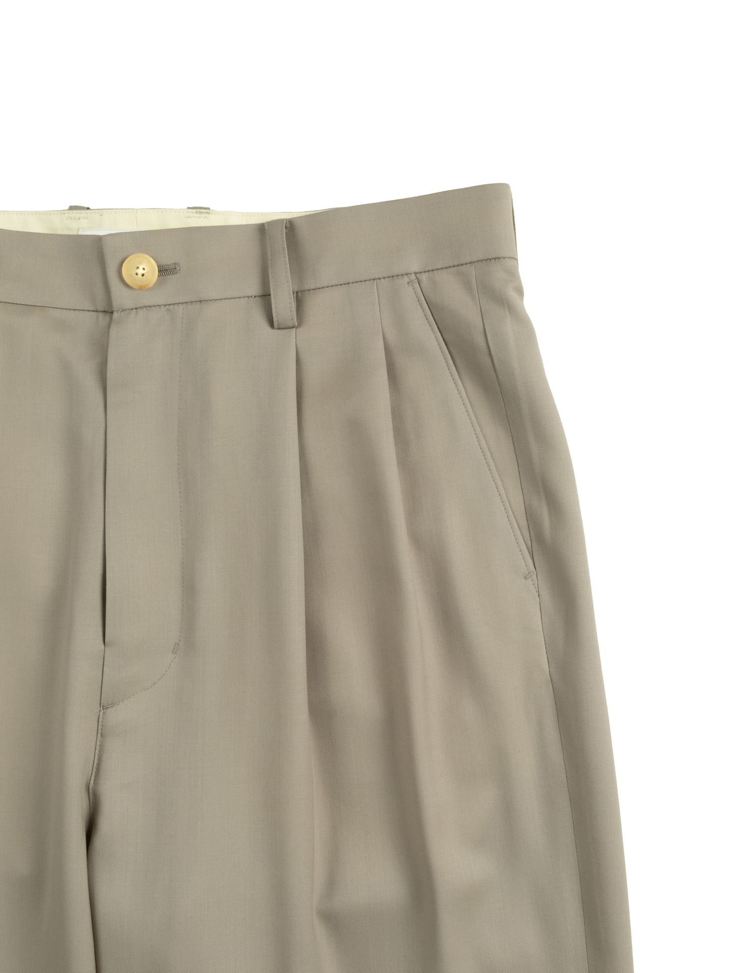 Super130's WORSTED WOOL LIGHT GABARDINE WIDE PANTS｜DUSTY BEIGE